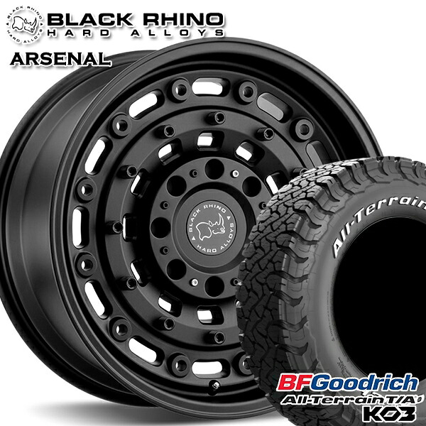 【取付対象】JEEPラングラー 285/70R17 121/118S RWL BFグッドリッチ オールテレーン T/A KO3 ブラックライノ ARSENAL アーセナル SAND ON BLACK 17インチ 8.0J 5H127 サマータイヤホイールセット ｜格安タイヤホイールジャストパーツ