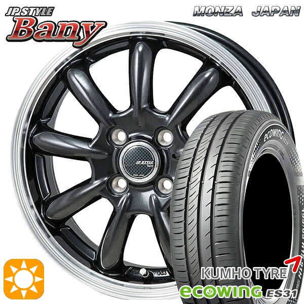 【取付対象】185/70R14 88T クムホ エコウィング ES31 モンツァ JPスタイル バーニー GM 14インチ 5.5J 4H100 サマータイヤホイールセット