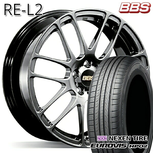 【取付対象】195/65R15 ネクセン ロードストーン ユーロビズ HP02 BBS RE-L2 ダイヤモンドブラック（DB） 15インチ 6.0J 5H100 サマータイヤホイールセット