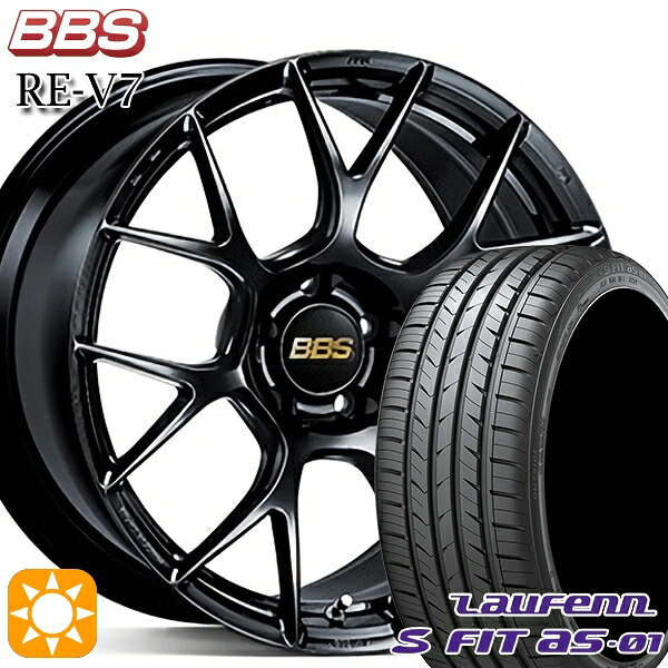 【取付対象】225/45R18 91W ラウフェン S FIT aS-01 LH02 BBS RE-V7 ブラック（BK） 18インチ 8.0J 5H114.3 サマータイヤホイールセット