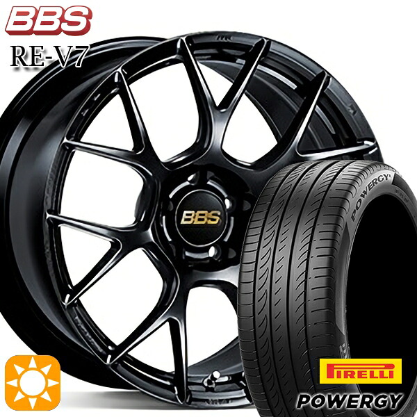 【取付対象】C-HR ヴェゼル 225/50R18 95W ピレリ パワジー BBS RE-V7 ブラック（BK） 18インチ 7.5J 5H114.3 サマータイヤホイールセット