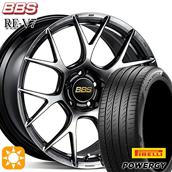 【取付対象】アクセラ アテンザ 215/45R18 93W XL ピレリ パワジー BBS RE-V7 ダイヤモンドブラック（DB） 18インチ 7.5J 5H114.3 サマータイヤホイールセット