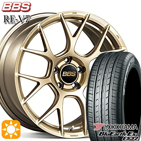 【取付対象】225/35R19 84W ヨコハマ ブルーアース ES32 BBS RE-V7 ゴールド（GL） 19インチ 8.5J 5H114.3 サマータイヤホイールセット ｜格安タイヤホイールジャストパーツ