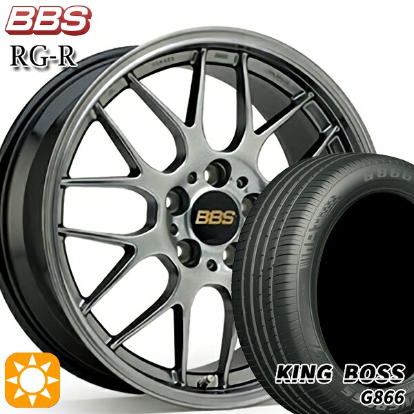 【取付対象】215/55R17 98W XL キングボス G866 BBS RG-R ダイヤモンドブラック（DB） 17インチ 7.0J 5H114.3 サマータイヤホイールセット