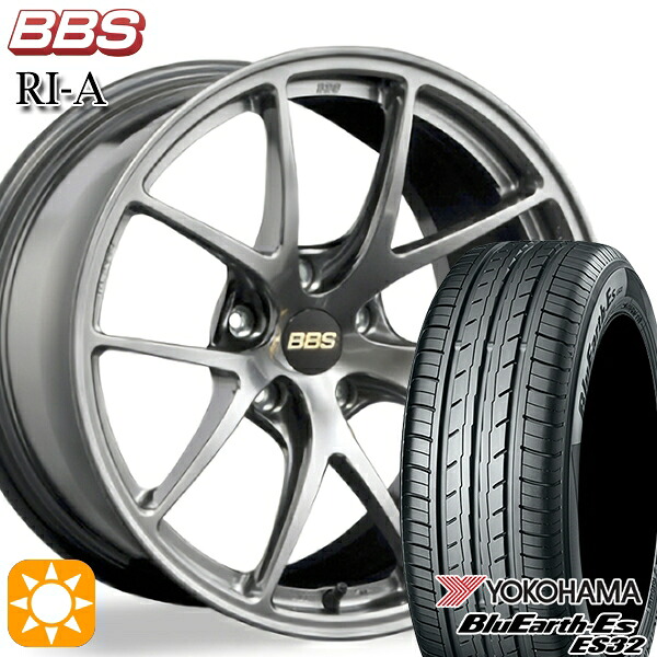 【取付対象】アウトランダー デリカD5 225/55R18 98V ヨコハマ ブルーアース ES32 BBS RI-A ダイヤモンドブラック(DB) 18インチ 7.5J 5H114.3 サマータイヤホイールセット |格安タイヤホイールジャストパーツ