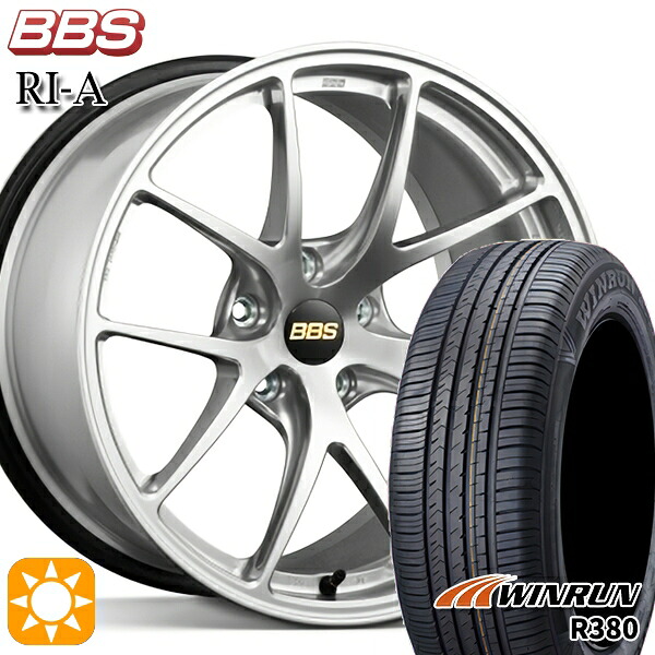 【取付対象】マツダ6 エクストレイル 225/60R18 104V XL ウィンラン R380 BBS RI-A ダイヤモンドシルバー（DS） 18インチ 7.5J 5H114.3 サマータイヤホイールセット