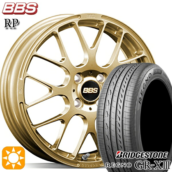 【取付対象】アクア デミオ ノート 195/55R16 91V XL ブリヂストン レグノ GR-X3 BBS RP ゴールド（GL） 16インチ 6.5J 4H100 サマータイヤホイールセット