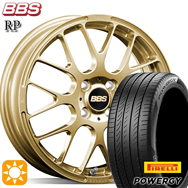 【取付対象】マツダ2 ノート 195/55R16 87V ピレリ パワジー BBS RP ゴールド（GL） 16インチ 6.0J 4H100 サマータイヤホイールセット ｜格安タイヤホイールジャストパーツ