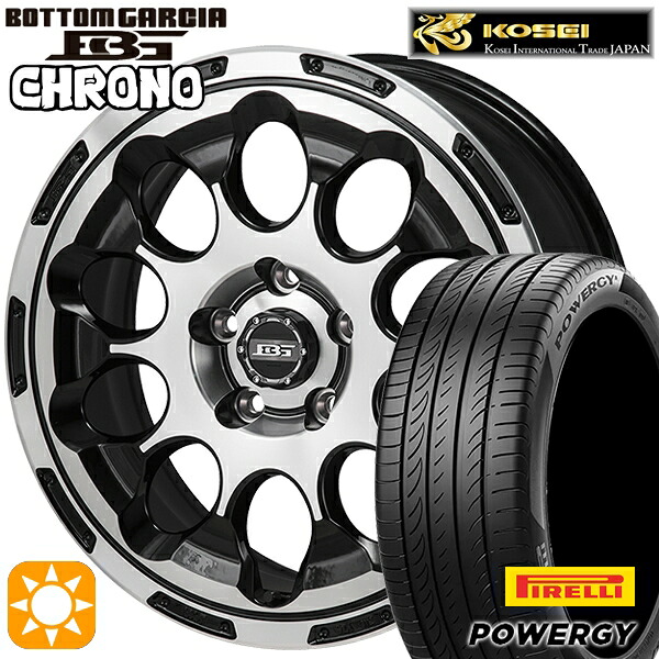 【取付対象】リーフ レヴォーグ 215/50R17 95W XL ピレリ パワジー コーセイ ボトムガルシア クロノ ブラックポリッシュ 17インチ 7.0J 5H114.3 サマータイヤホイールセット