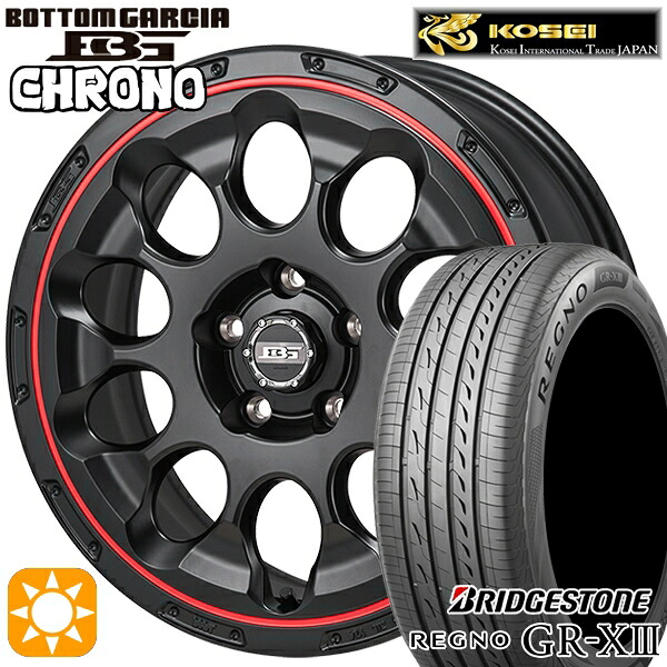 【取付対象】エスクァイア セレナ 205/50R17 89V ブリヂストン レグノ GR-X3 コーセイ ボトムガルシア クロノ セミグロスブラック/レッドリム 17インチ 7.0J 5H114.3 サマータイヤホイールセット |格安タイヤホイールジャストパーツ