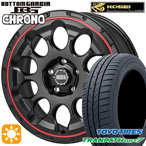 【取付対象】205/50R17 93V トーヨー トランパス mp7 コーセイ ボトムガルシア クロノ セミグロスブラック/レッドリム 17インチ 7.0J 5H114.3 サマータイヤホイールセット ｜格安タイヤホイールジャストパーツ