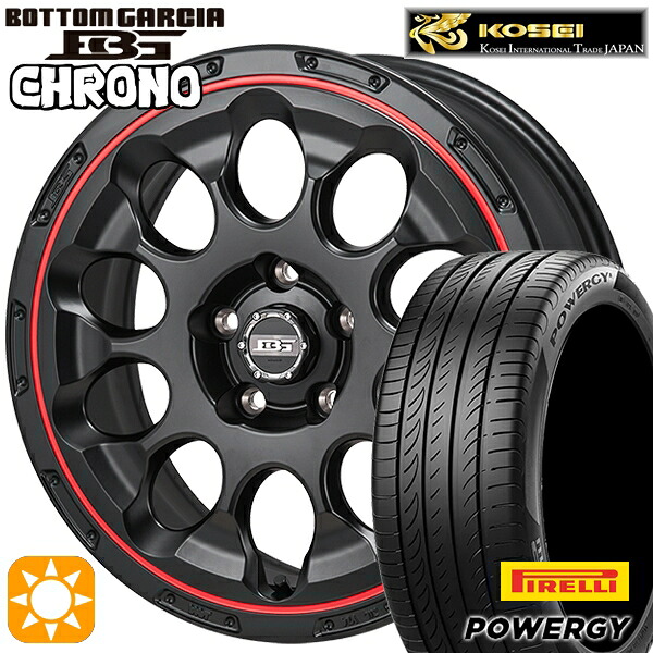 【取付対象】215/55R17 98W XL ピレリ パワジー コーセイ ボトムガルシア クロノ セミグロスブラック/レッドリム 17インチ 7.0J 5H114.3 サマータイヤホイールセット ｜格安タイヤホイールジャストパーツ