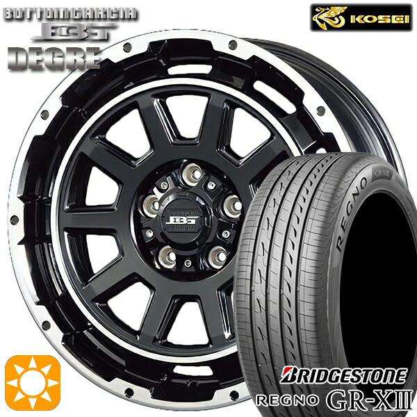 【取付対象】リーフ レヴォーグ 215/50R17 95V XL ブリヂストン レグノ GR-X3 コーセイ ボトムガルシア ディグレ ブラックポリッシュ 17インチ 7.0J 5H114.3 サマータイヤホイールセット