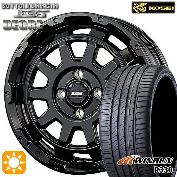 【取付対象】165/50R15 76V XL ウィンラン R330 コーセイ ボトムガルシア ディグレ グロッシーブラック 15インチ 4.5J 4H100 サマータイヤホイールセット ｜格安タイヤホイールジャストパーツ