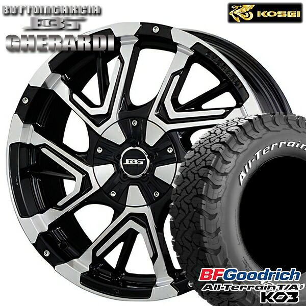 【取付対象】225/70R16 102/99S RWL BFグッドリッチ オールテレーン T/A KO3 コーセイ ボトムガルシア ゲラルディ ブラックポリッシュ 16インチ 7.0J 5H114.3 サマータイヤホイールセット ｜格安タイヤホイールジャストパーツ