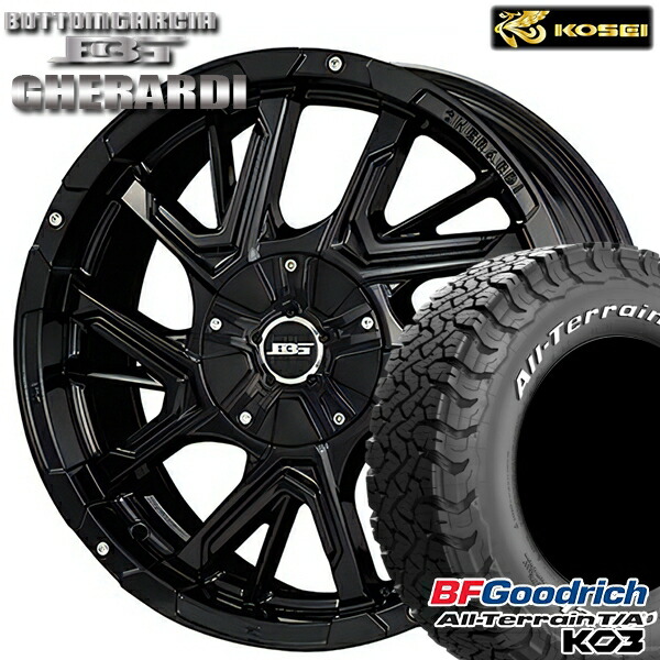 【取付対象】215/70R16 100/97S RWL BFグッドリッチ オールテレーン T/A KO3 コーセイ ボトムガルシア ゲラルディ グロッシーブラック 16インチ 7.0J 5H114.3 サマータイヤホイールセット