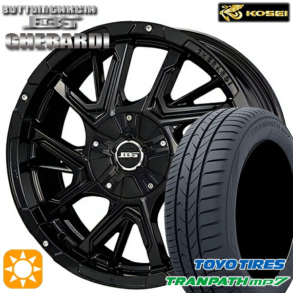 【取付対象】215/60R17 96H トーヨー トランパス mp7 コーセイ ボトムガルシア ゲラルディ グロッシーブラック 17インチ 7.0J 5H114.3 サマータイヤホイールセット