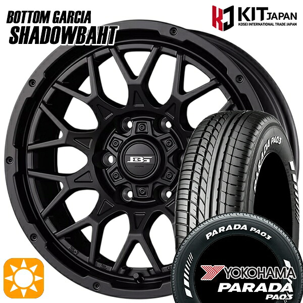 【取付対象】200系ハイエース 215/65R16C 109/107S ヨコハマ パラダ PA03 ホワイトレター ボトムガルシア シャドウバーツ MBK 16インチ 6.5J 6H139.7 +38 サマータイヤホイールセット ｜格安タイヤホイールジャストパーツ 97,246円