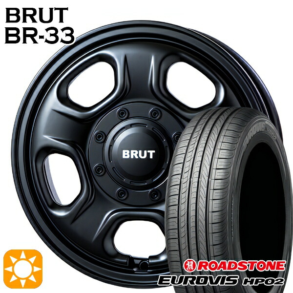 【取付対象】155/65R14 ネクセン ロードストーン ユーロビズ HP02 BRUT ブルート BR-33 ミリタリーブラック 14インチ 4.5J 4H100 サマータイヤホイールセット