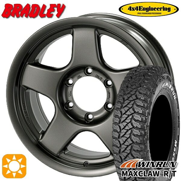 【取付対象】ジムニー 185/85R16 105/103N ウィンラン マックスクロウ R/T　ホワイトレター 4x4エンジニアリング ブラッドレーV マットガンメタリック 16インチ 5.5J 5H139.7 サマータイヤホイールセット 86,477円