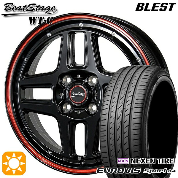 【取付対象】165/60R14 75H ロードストーン ユーロビズ Sport 04 ブレスト ビートステージ WT-C ブラックレッドライン 14インチ 4.5J 4H100 サマータイヤホイールセット ｜格安タイヤホイールジャストパーツ