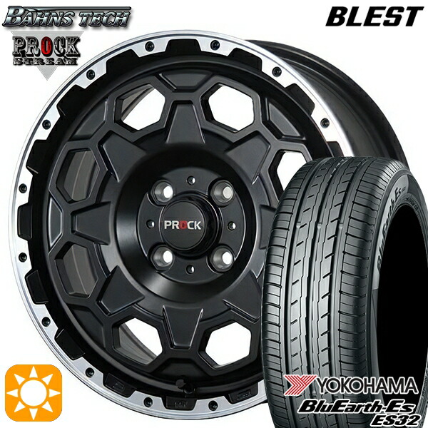 【取付対象】タンク ルーミー 165/65R14 79S ヨコハマ ブルーアース ES32 ブレスト バーンズテック プロックストリーム セミグロスブラック 14インチ 6.0J 4H100 サマータイヤホイールセット