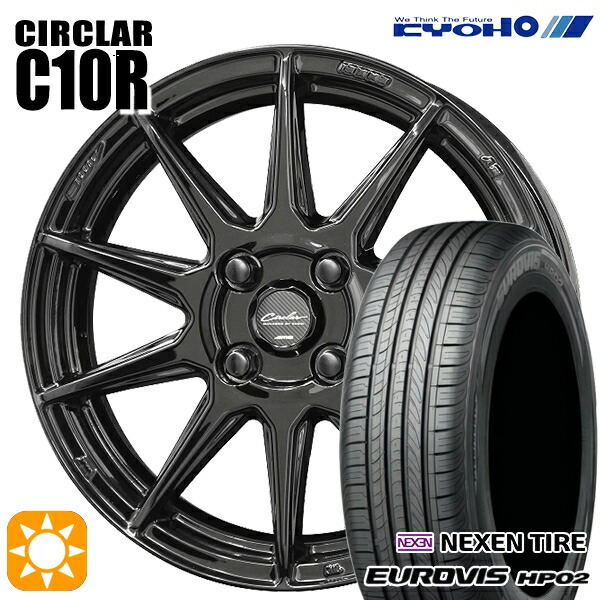 【取付対象】165/65R14 ネクセン ロードストーン ユーロビズ HP02 KYOHO サーキュラー C10R グロスブラック 14インチ 4.5J 4H100 サマータイヤホイールセット