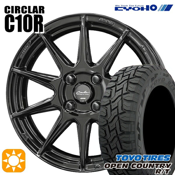 【取付対象】N-BOX 155/65R14 75Q トーヨー オープンカントリー R/T KYOHO サーキュラー C10R グロスブラック 14インチ 4.5J 4H100 サマータイヤホイールセット