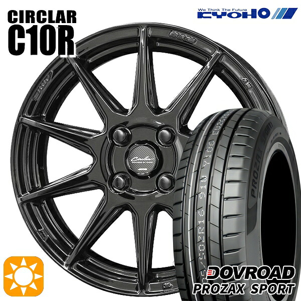 【取付対象】205/45R17 88W XL DOVROAD プロザックススポーツ KYOHO サーキュラー C10R グロスブラック 17インチ 7.0J 4H100 サマータイヤホイールセット