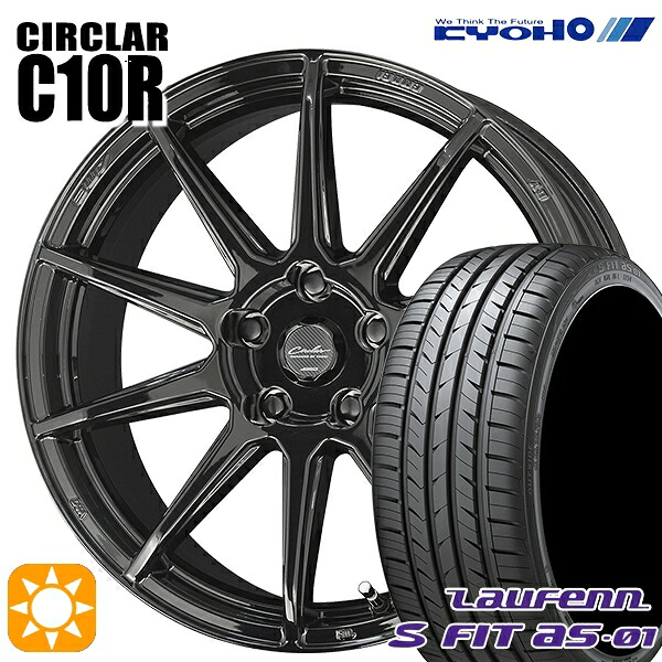 【取付対象】215/55R17 94W ラウフェン S FIT aS-01 LH02 KYOHO サーキュラー C10R グロスブラック 17インチ 7.0J 5H114.3 サマータイヤホイールセット