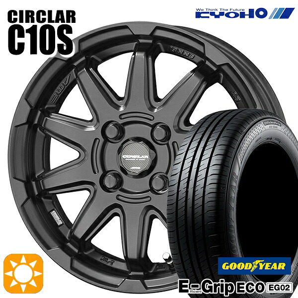 【取付対象】ライズ ロッキー 195/65R16 92V グッドイヤー エフィシェントグリップ EG02 KYOHO サーキュラー C10S マットブラック 16インチ 6.0J 4H100 サマータイヤホイールセット ｜格安タイヤホイールジャストパーツ