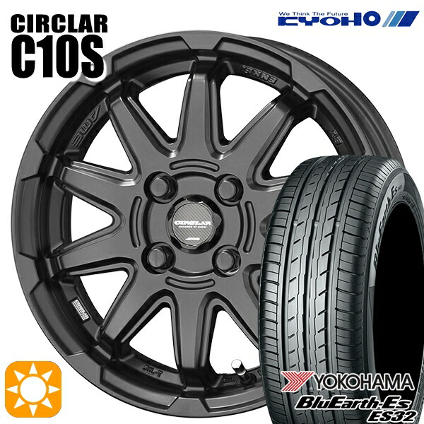 【取付対象】205/60R16 92H ヨコハマ ブルーアース ES32 KYOHO サーキュラー C10S マットブラック 16インチ 6.0J 4H100 サマータイヤホイールセット