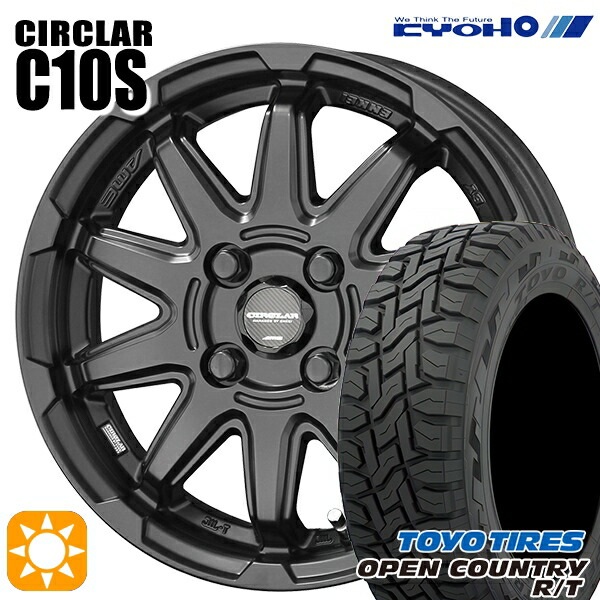 【取付対象】N-BOX 155/65R14 75Q トーヨー オープンカントリー R/T KYOHO サーキュラー C10S マットブラック 14インチ 4.5J 4H100 オフロード サマータイヤホイールセット