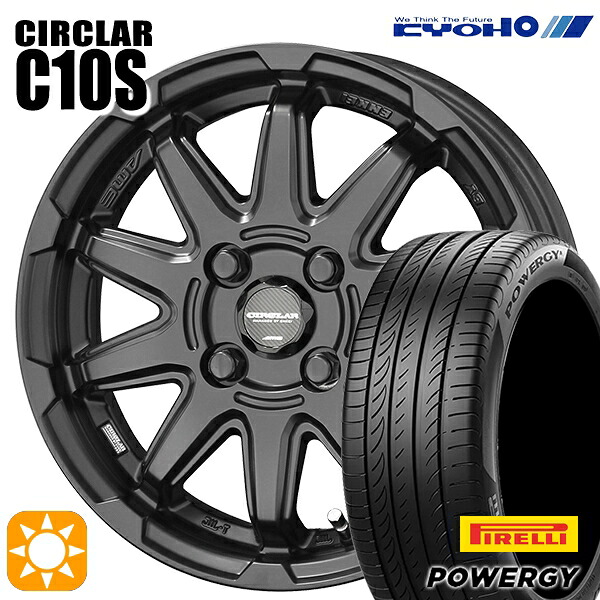【取付対象】205/60R16 92H ピレリ パワジー KYOHO サーキュラー C10S マットブラック 16インチ 6.0J 4H100 サマータイヤホイールセット