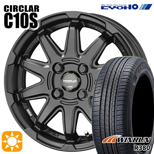 【取付対象】165/60R14 75H ウィンラン R380 KYOHO サーキュラー C10S マットブラック 14インチ 4.5J 4H100 サマータイヤホイールセット