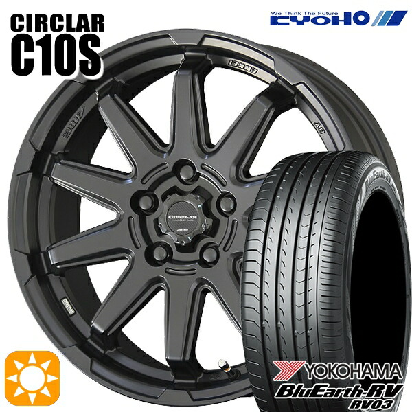【取付対象】C-HR カローラクロス 215/60R17 96H ヨコハマ ブルーアース RV03 KYOHO サーキュラー C10S マットブラック 17インチ 7.0J 5H114.3 サマータイヤホイールセット