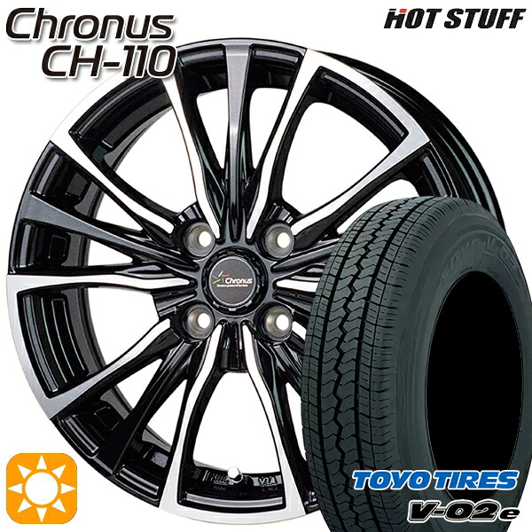 【取付対象】軽トラ 145/80R12 80/78N トーヨー V02E V-02E HotStuff ホットスタッフ クロノス CH-110 12インチ 3.5J 4H100 サマータイヤホイールセット