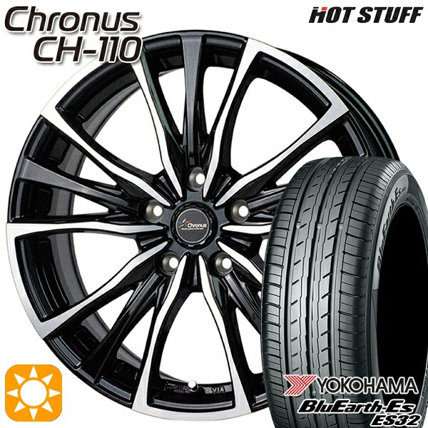 【取付対象】セレナ 205/50R17 89V ヨコハマ ブルーアース ES32 HotStuff ホットスタッフ クロノス CH-110 17インチ 7.0J 5H114.3 サマータイヤホイールセット