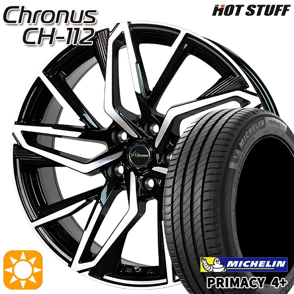 【取付対象】225/55R17 101W XL ミシュラン プライマシー4プラス HotStuff ホットスタッフ クロノス CH-112 17インチ 7.0J 5H100 サマータイヤホイールセット