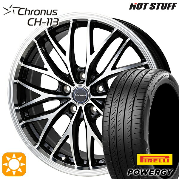 【取付対象】リーフ アクセラ 205/55R16 91V ピレリ パワジー HotStuff ホットスタッフ クロノス CH113 16インチ 6.0J 5H114.3 サマータイヤホイールセット