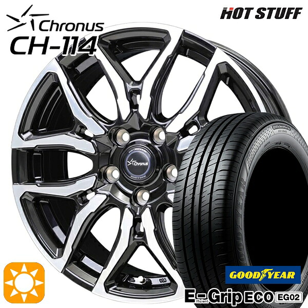 【取付対象】195/65R15 91H グッドイヤー エフィシェントグリップ EG02 ホットスタッフ クロノス CH114 BK/P 15インチ 6.0J 5H114.3 サマータイヤホイールセット ｜格安タイヤホイールジャストパーツ