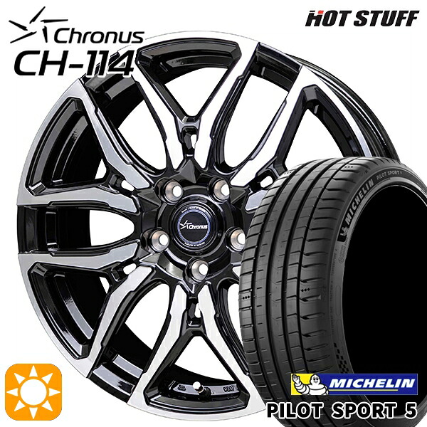【取付対象】20/30系アルヴェル 235/50R18 101Y XL ミシュラン パイロットスポーツ5 ホットスタッフ クロノス CH114 BK/P 18インチ 8.0J 5H114.3 +42 サマータイヤホイールセット ｜格安タイヤホイールジャストパーツ