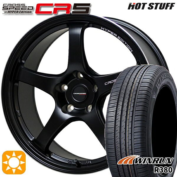 【取付対象】フォレスターSH 215/60R17 96V ウィンラン R380 HotStuff ホットスタッフ クロススピード CR5 セミグロスブラック 17インチ 7.5J 5H100 サマータイヤホイールセット