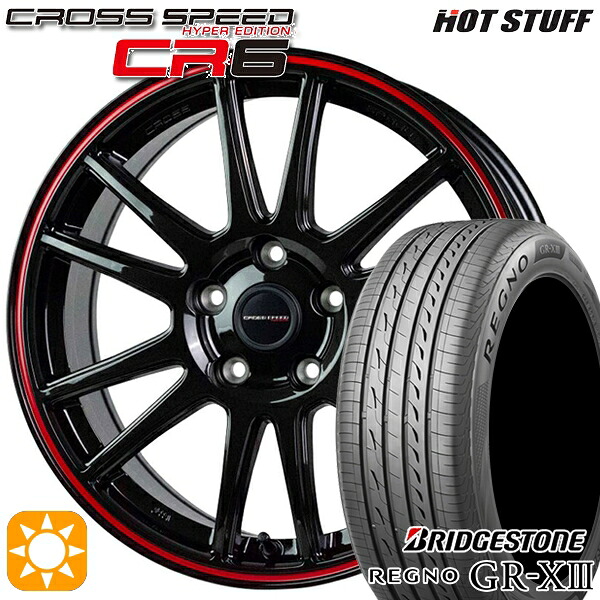 【取付対象】ジェイド アクセラ 225/40R18 92W XL ブリヂストン レグノ GR-X3 HotStuff ホットスタッフ クロススピード CR6 グロスガンメタレッドライン 18インチ 7.5J 5H114.3 サマータイヤホイールセット