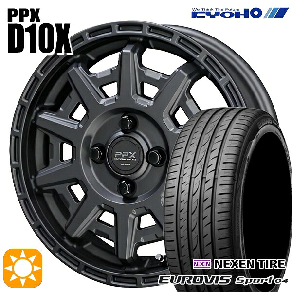 【取付対象】165/60R14 75H ロードストーン ユーロビズ Sport 04 KYOHO PPX D10X マットダークガンメタ 14インチ 4.5J 4H100 サマータイヤホイールセット