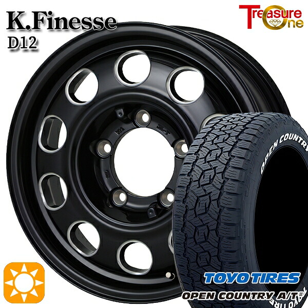 【取付対象】ジムニー 175/80R16 91S トーヨー オープンカントリーA/T3 ホワイトレター トレジャーワン ケイフィネス D12 ブラック/ミーリング 16インチ 5.5J 5H139.7 サマータイヤホイールセット ｜格安タイヤホイールジャストパーツ