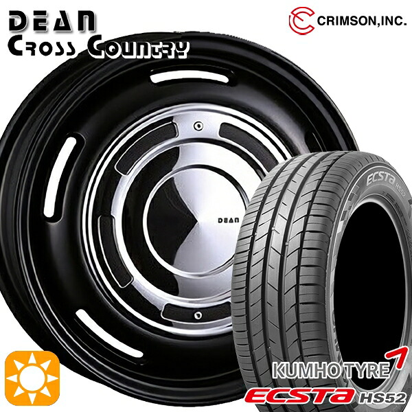 【取付対象】195/45R16 84V XL クムホ エクスタ HS52 クリムソン ディーン クロスカントリー マットブラック 16インチ 6.0J 4H100 サマータイヤホイールセット