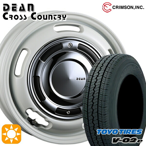 【取付対象】軽トラ 145/80R12 80/78N トーヨー V02E V-02E クリムソン ディーン クロスカントリー ホワイト 12インチ 4.00B 4H100 +42 サマータイヤホイールセット