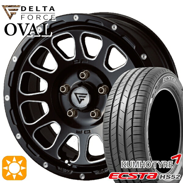 【取付対象】C-HR カローラクロス 215/60R17 100V XL クムホ エクスタ HS52 デルタフォース オーバル ブラックマシニング 17インチ 7.0J 5H114.3 サマータイヤホイールセット