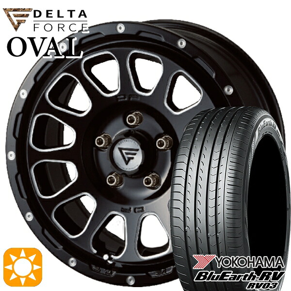 【取付対象】ヤリスクロス 205/65R16 95H ヨコハマ ブルーアース RV03 デルタフォース オーバル ブラックマシニング 16インチ 7.0J 5H114.3 サマータイヤホイールセット
